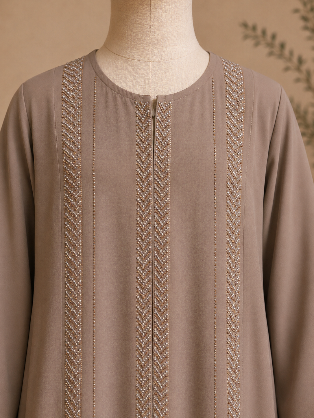 Girls Dotted Stripe Sequin Abaya
