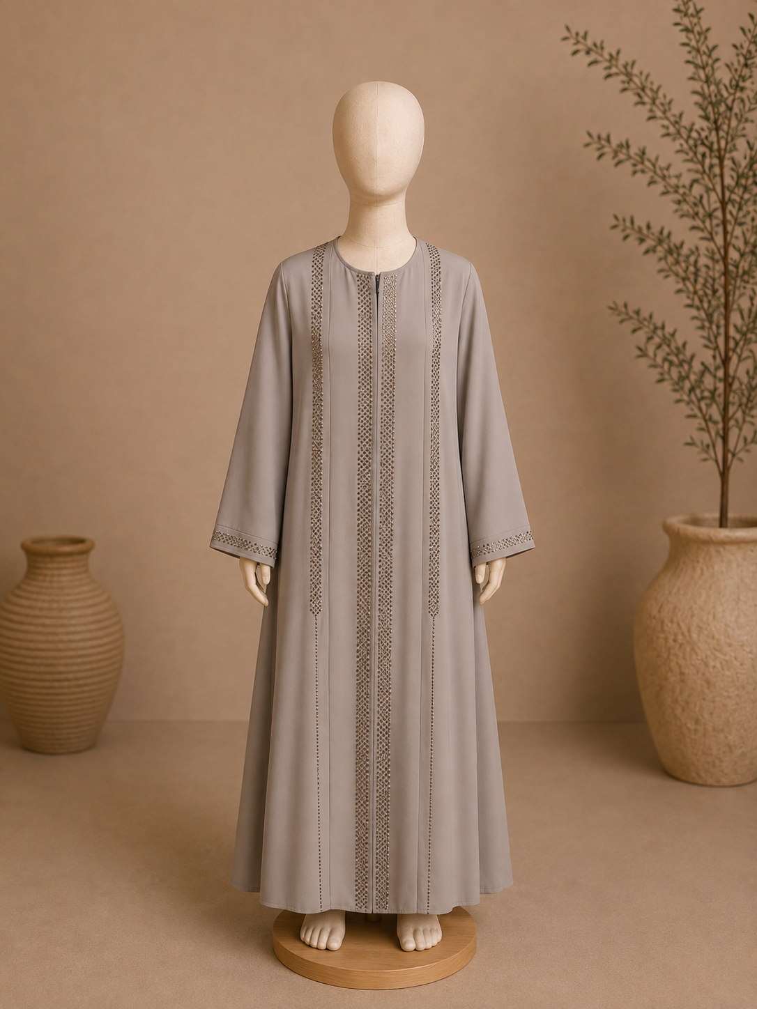 Girls Dotted Stripe Sequin Abaya