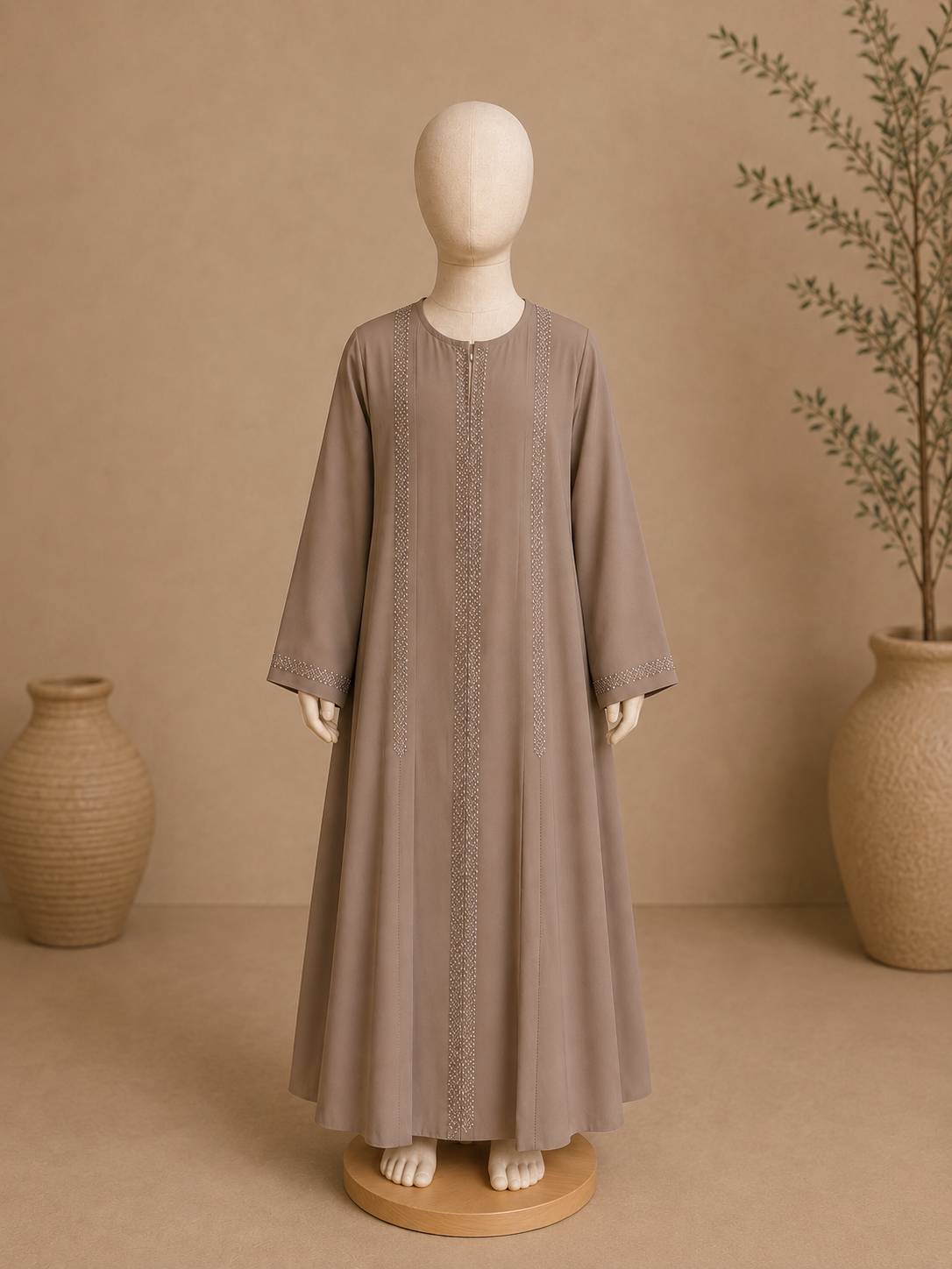 Girls Dotted Stripe Sequin Abaya