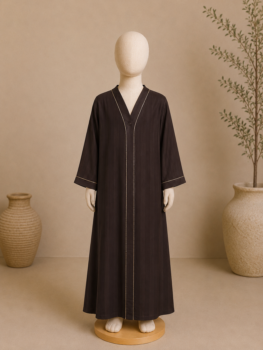 Girls Beaded Trim Abaya