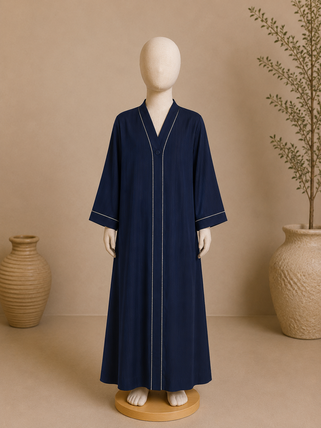 Girls Beaded Trim Abaya
