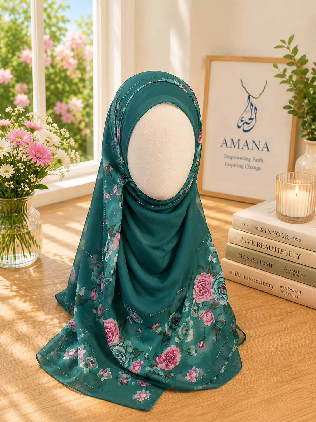 Rose Floral Print Hijab