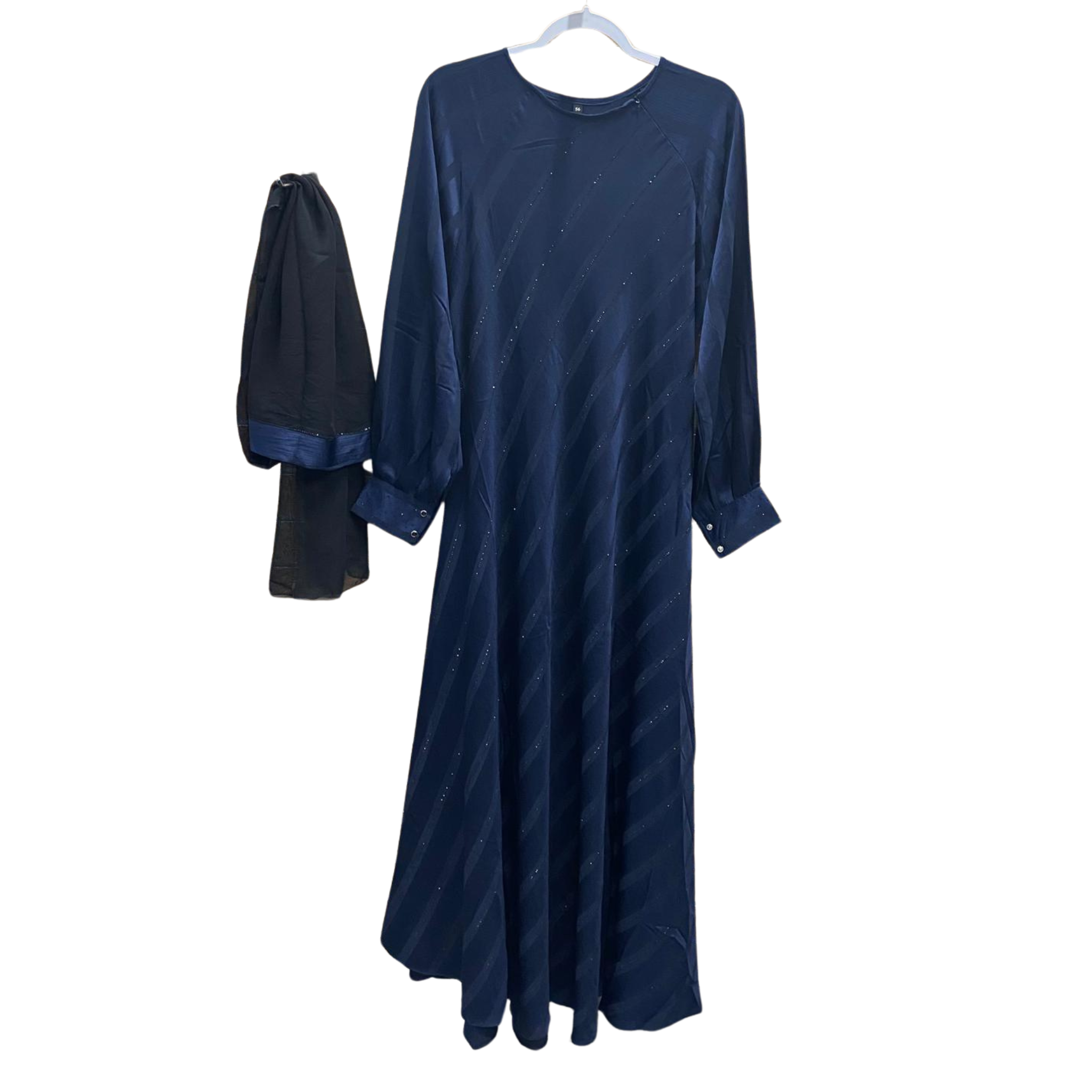Elegant Striped Rhinestone Abaya