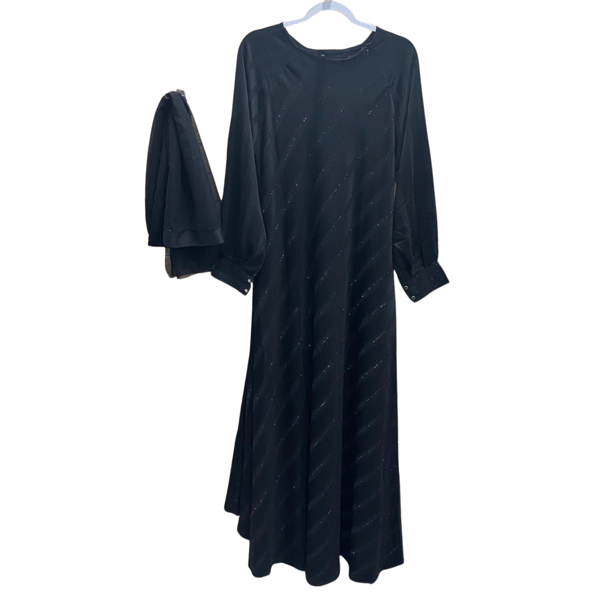 Elegant Striped Rhinestone Abaya