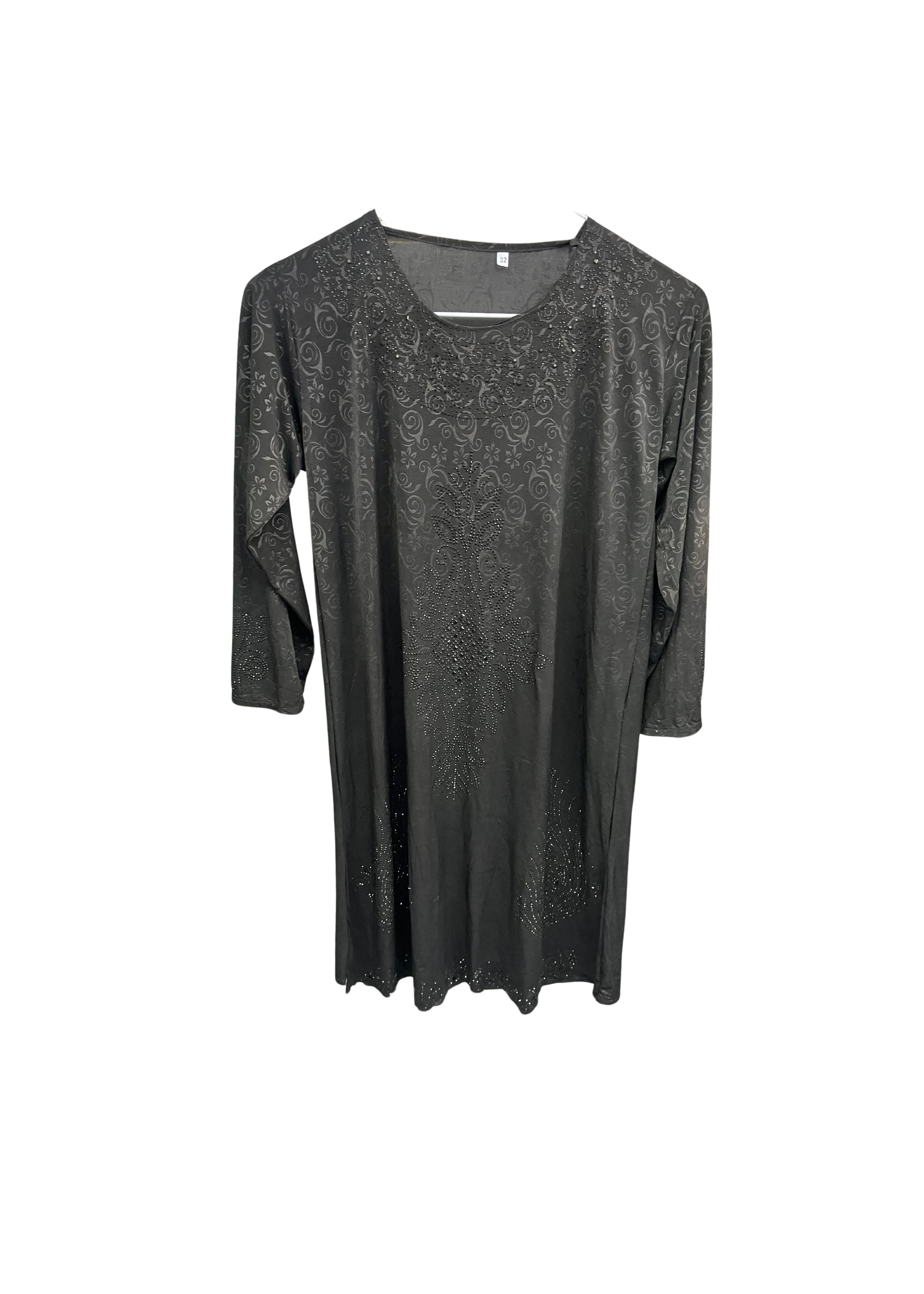 Black Sequined Girls Abaya