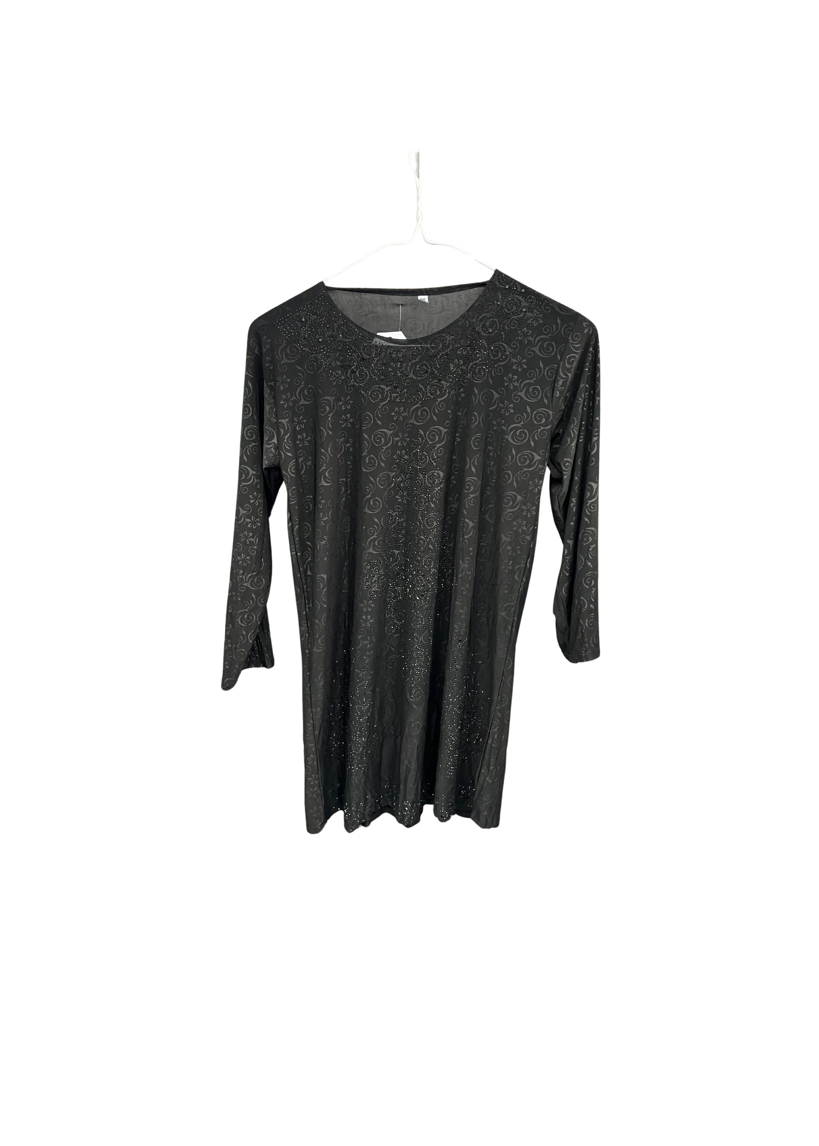 Black Sequined Girls Abaya