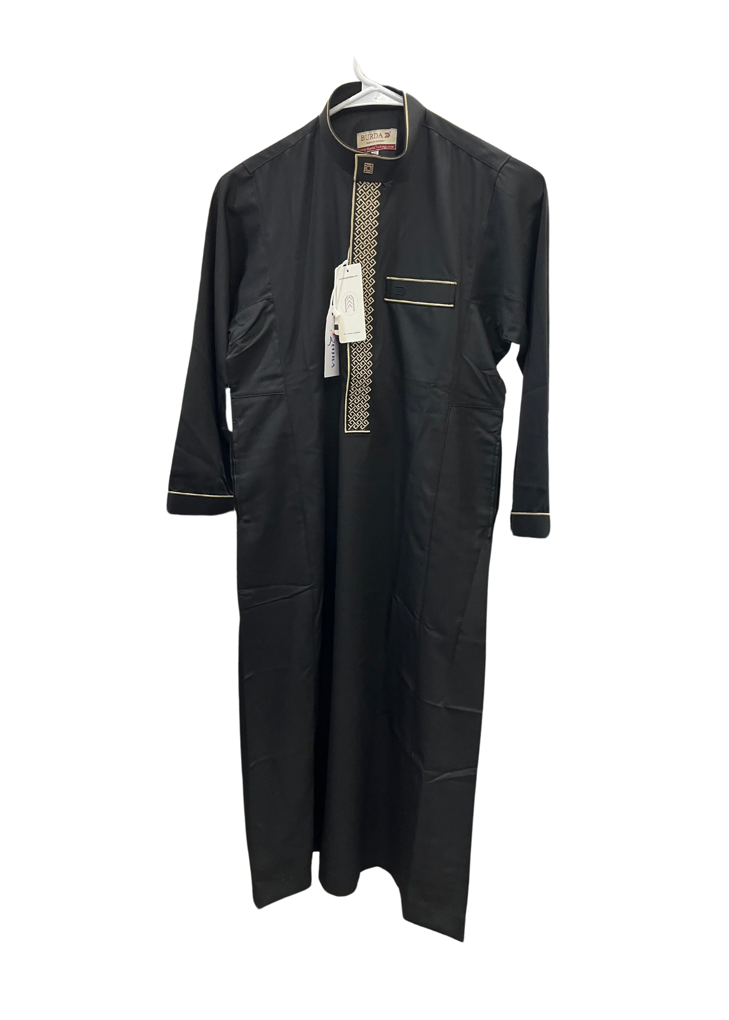 Premium Black Thobe with Tan Lining