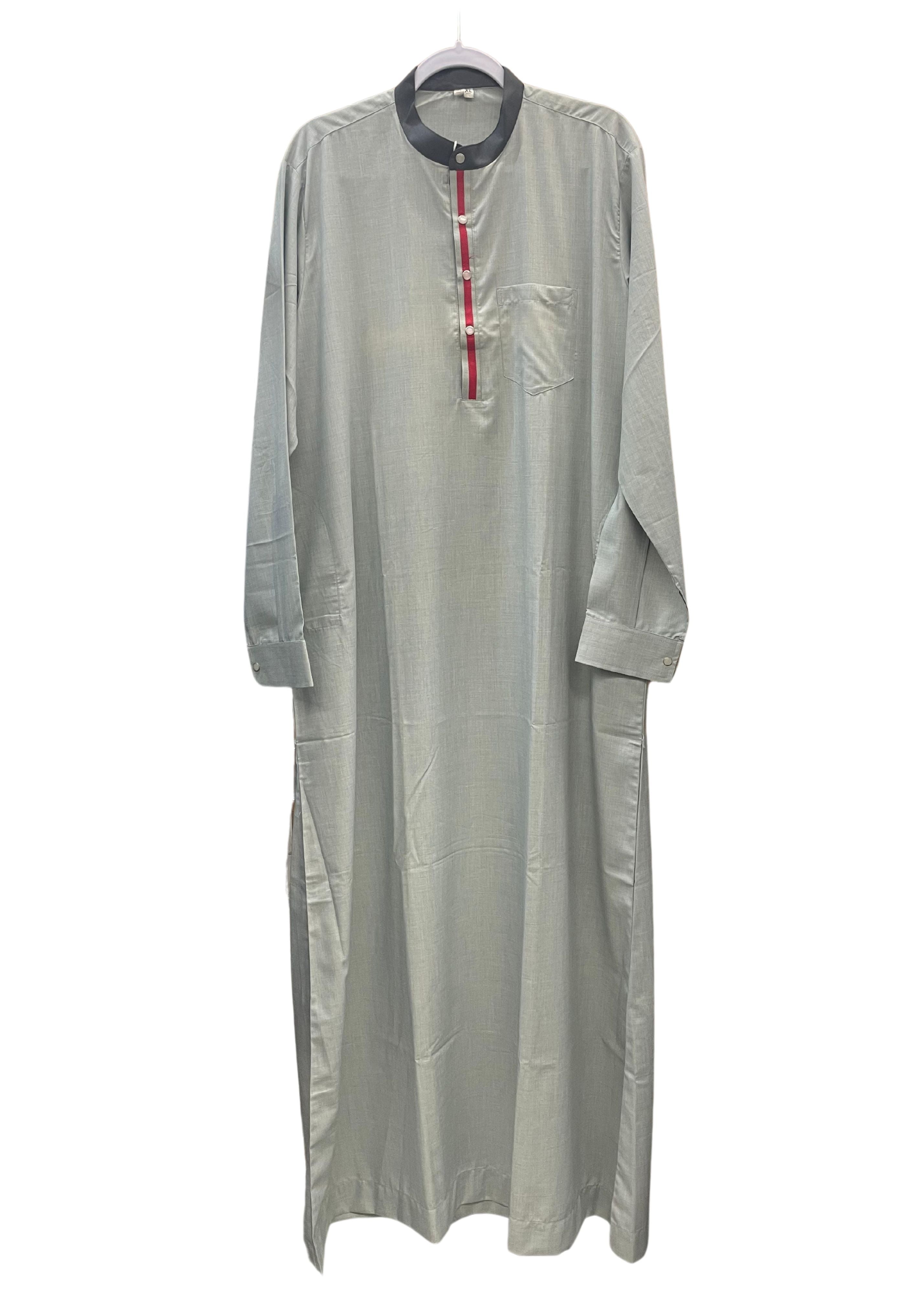 Gray Thobe with Red Zipper Lining