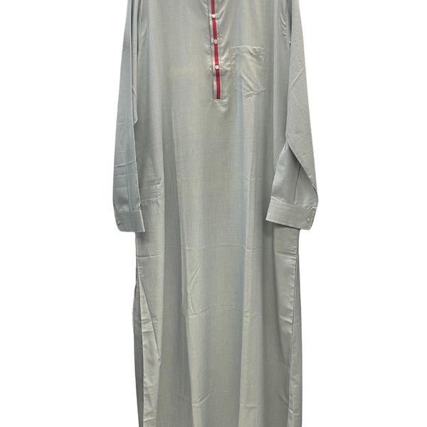 Gray Thobe with Red Zipper Lining – Men's Thobe – HIRA Store