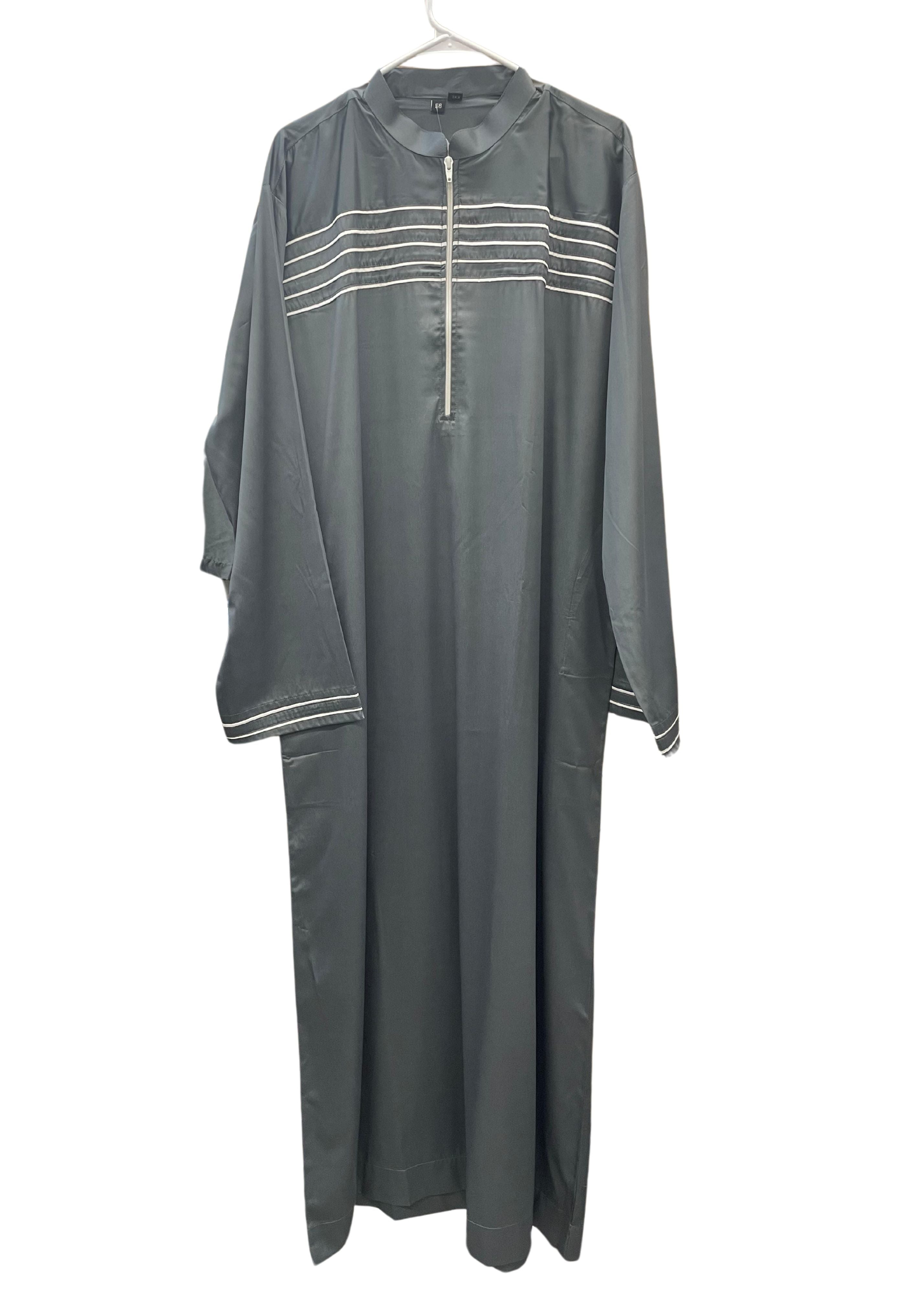 Gray Thobe with White Horizontal Lines