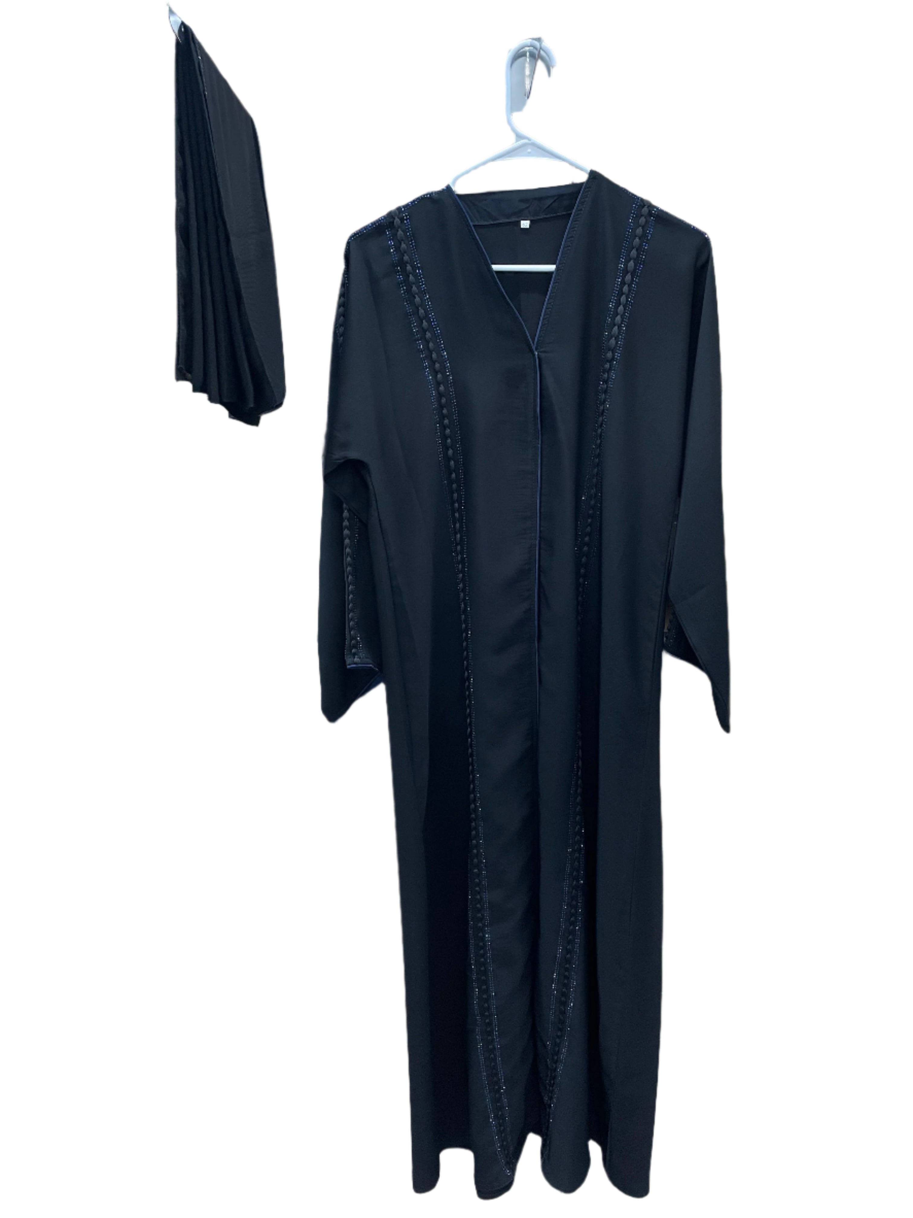 Black Abaya with Sequins and Braided Design
