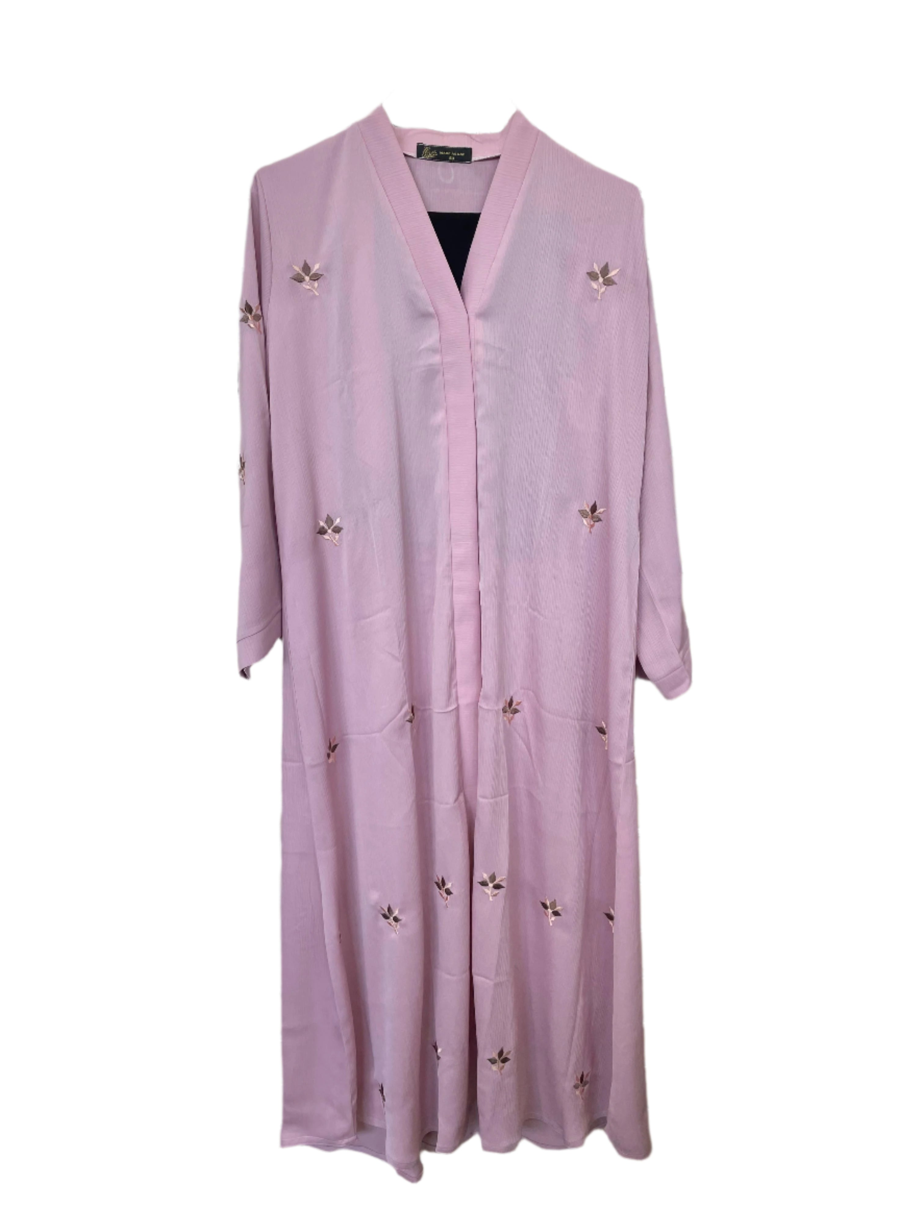 Colorful Button Up Abaya with Floral Embroidery