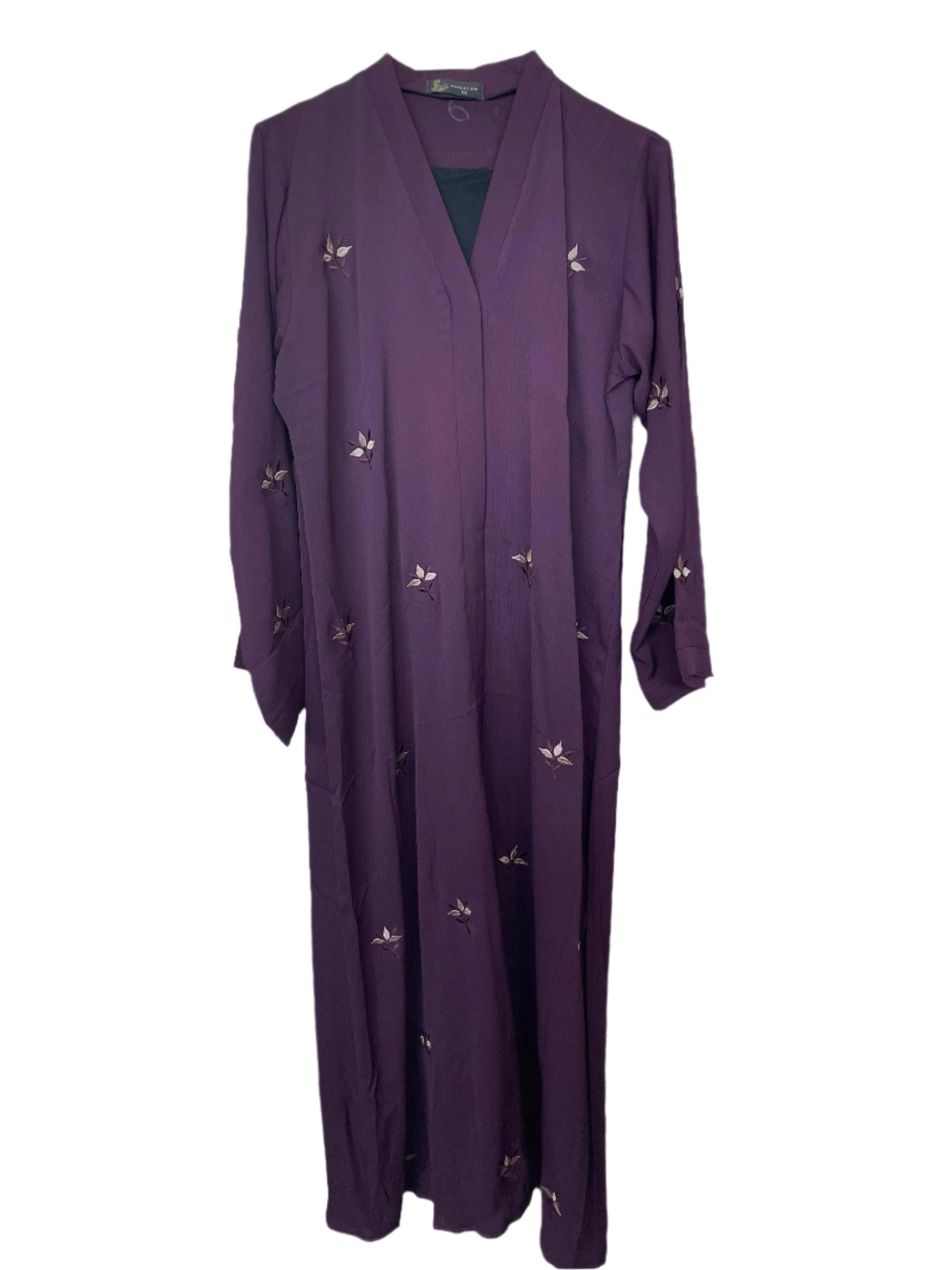 Colorful Button Up Abaya with Floral Embroidery