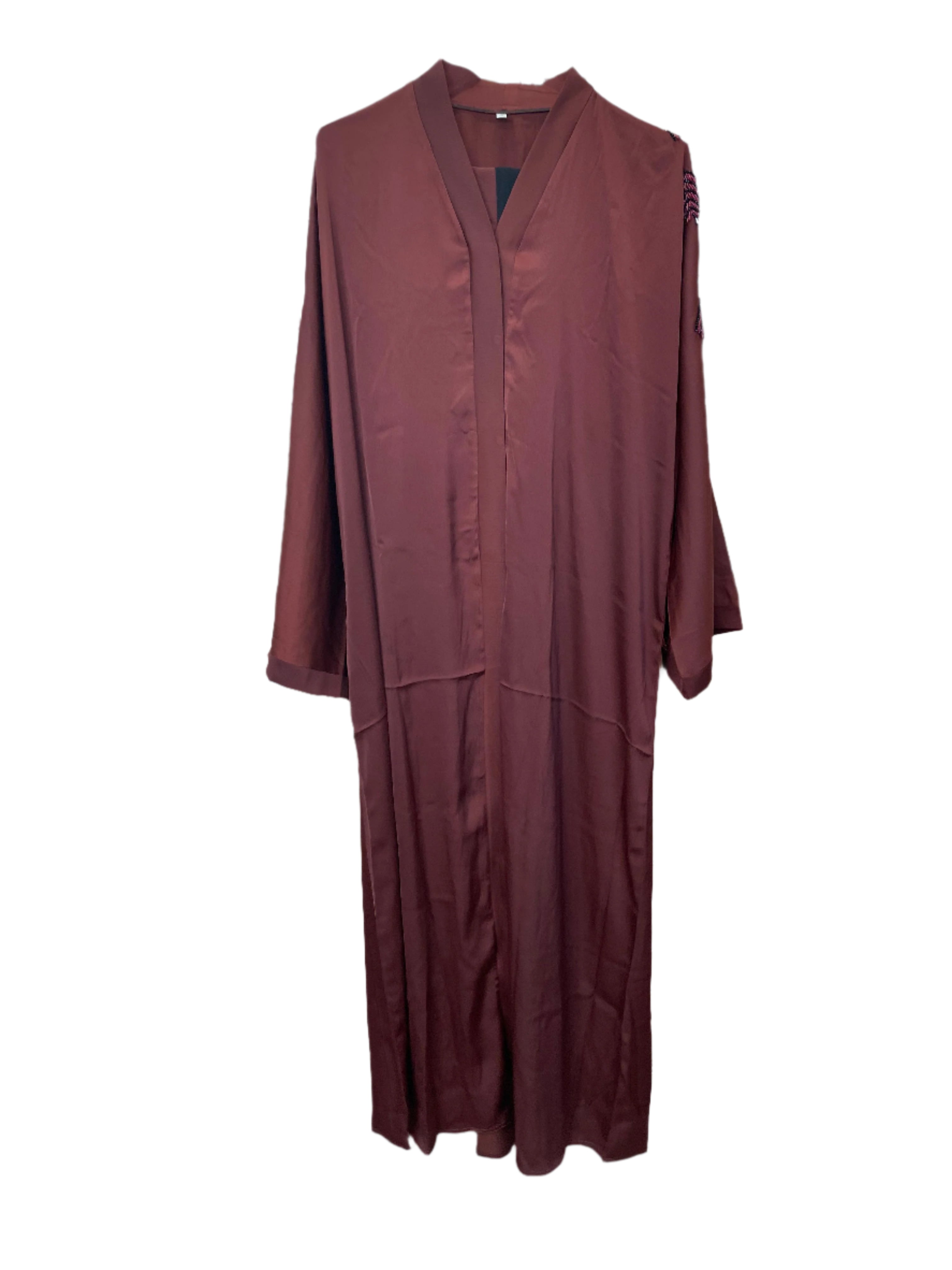 Silky Button Up Abaya with Shoulder Design