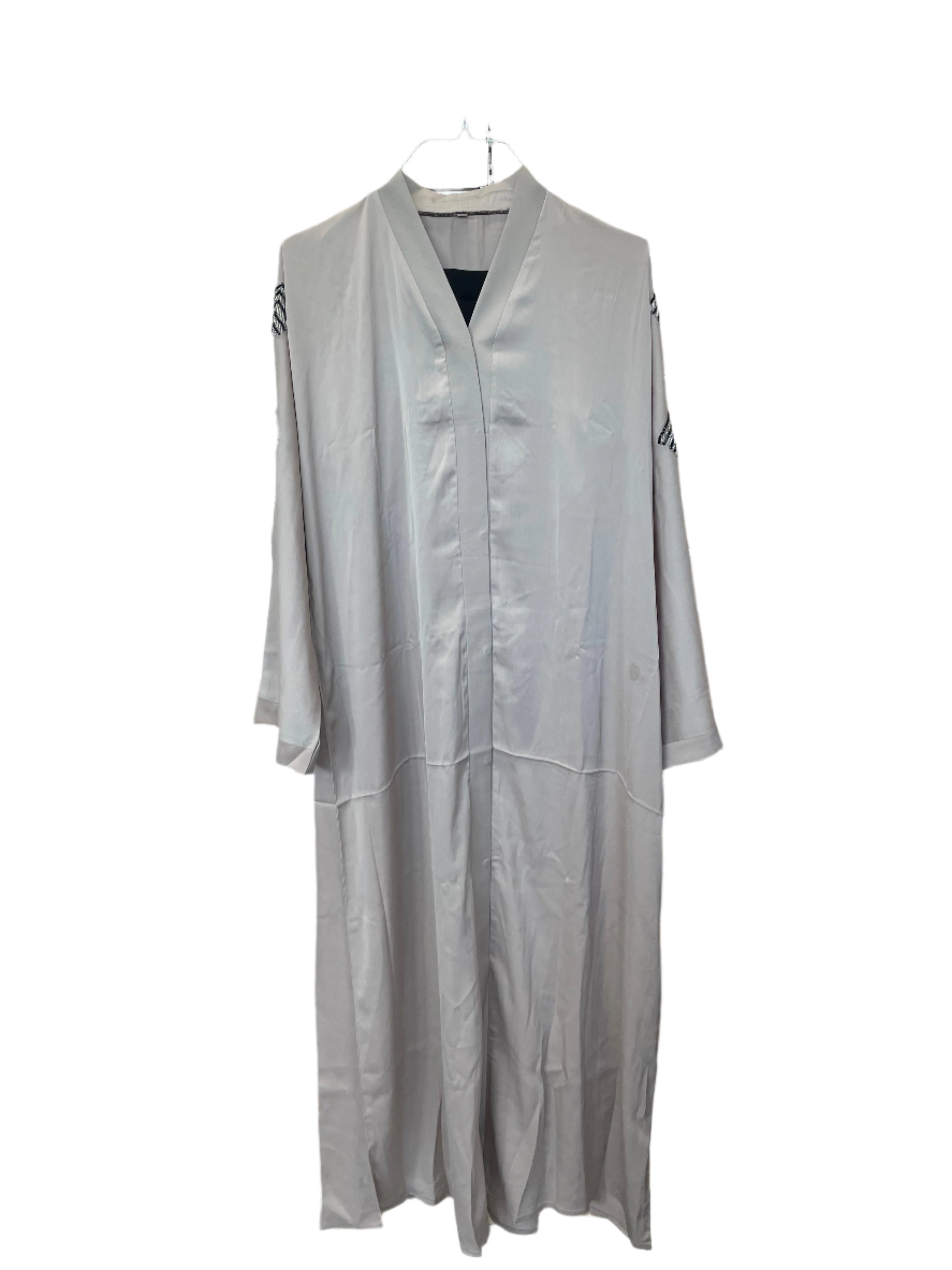 Silky Button Up Abaya with Shoulder Design