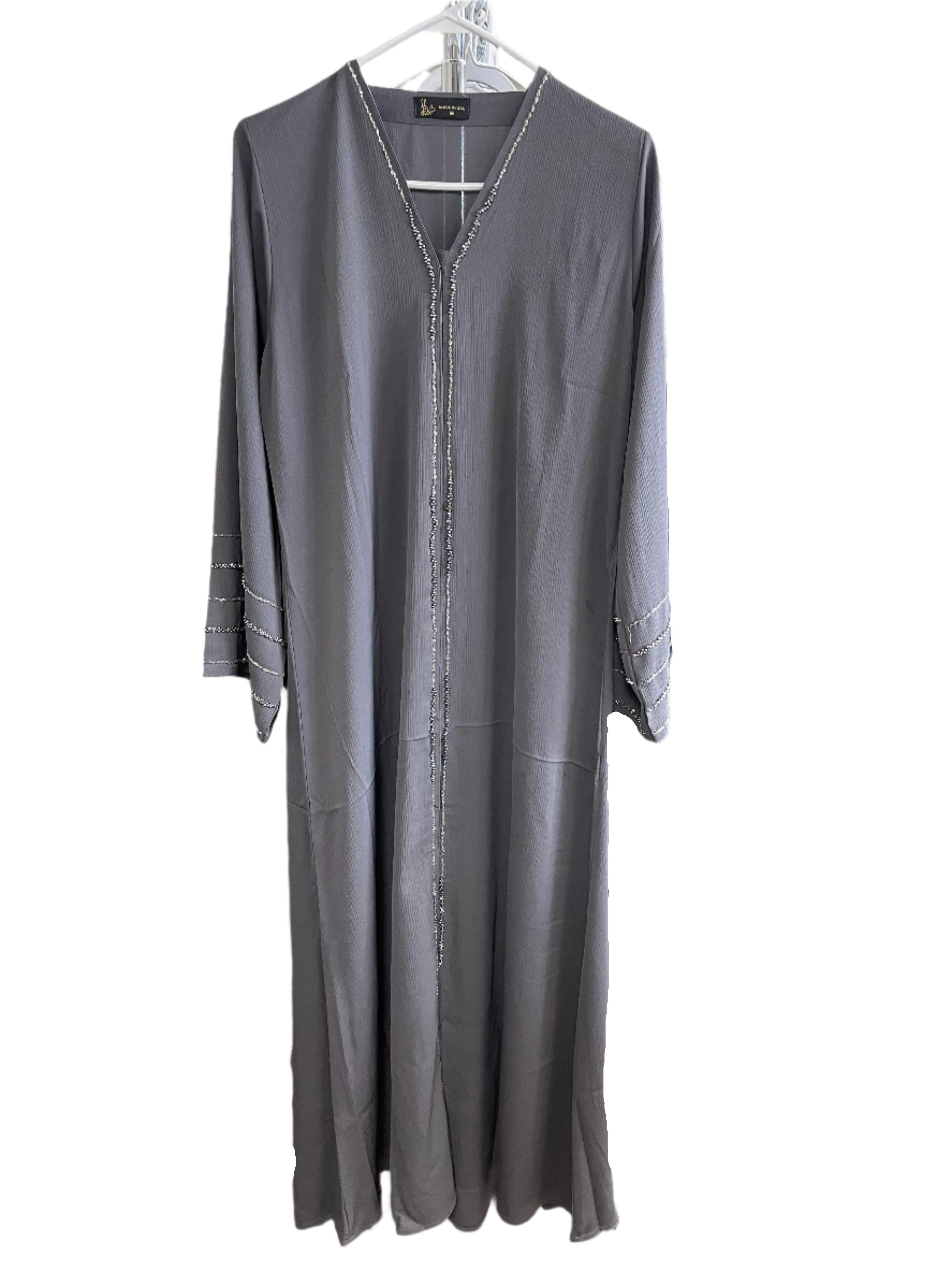 Colorful Stripe Sleeve Sequin Abaya