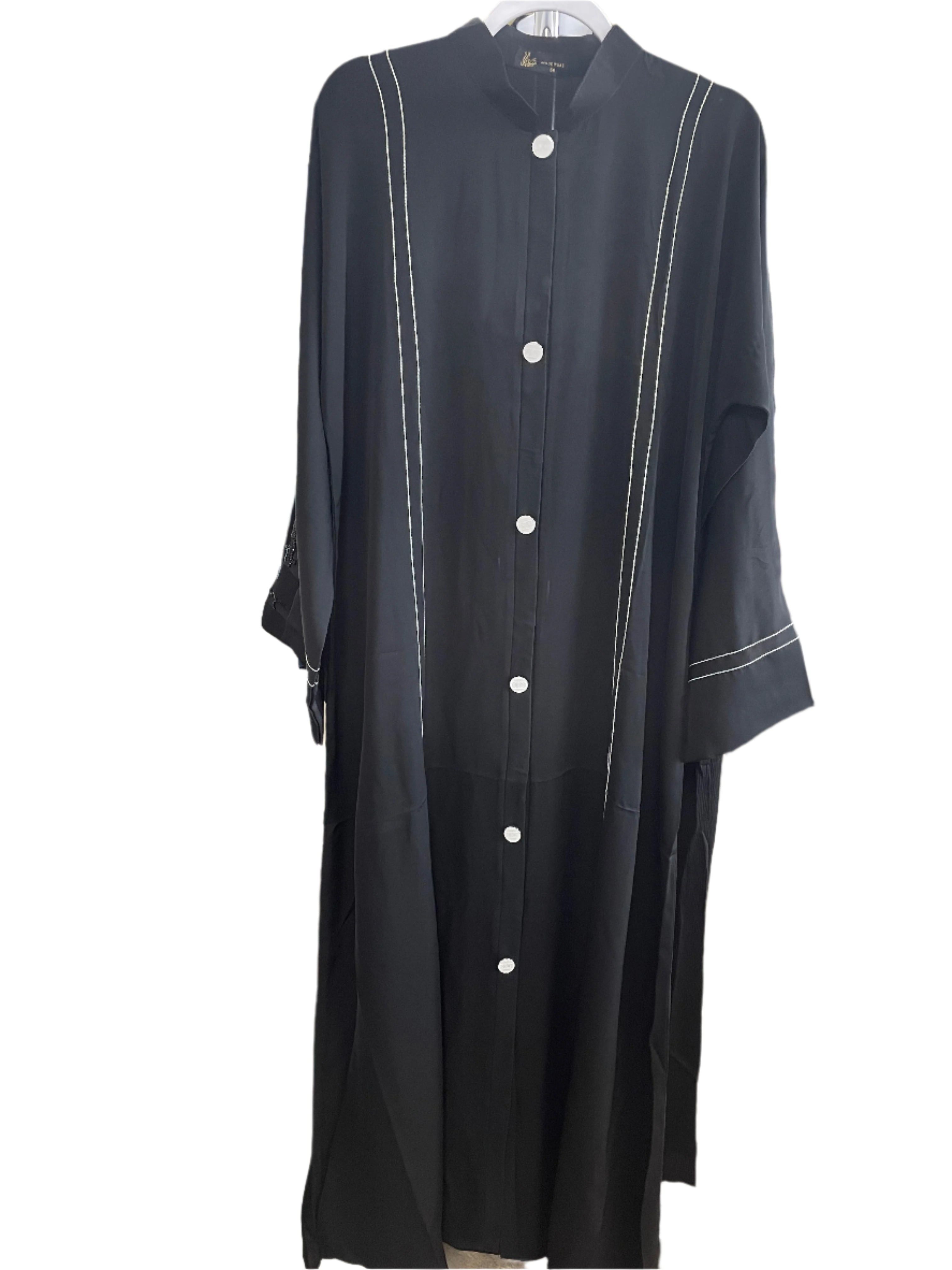 Black Stripe Button Design Abaya