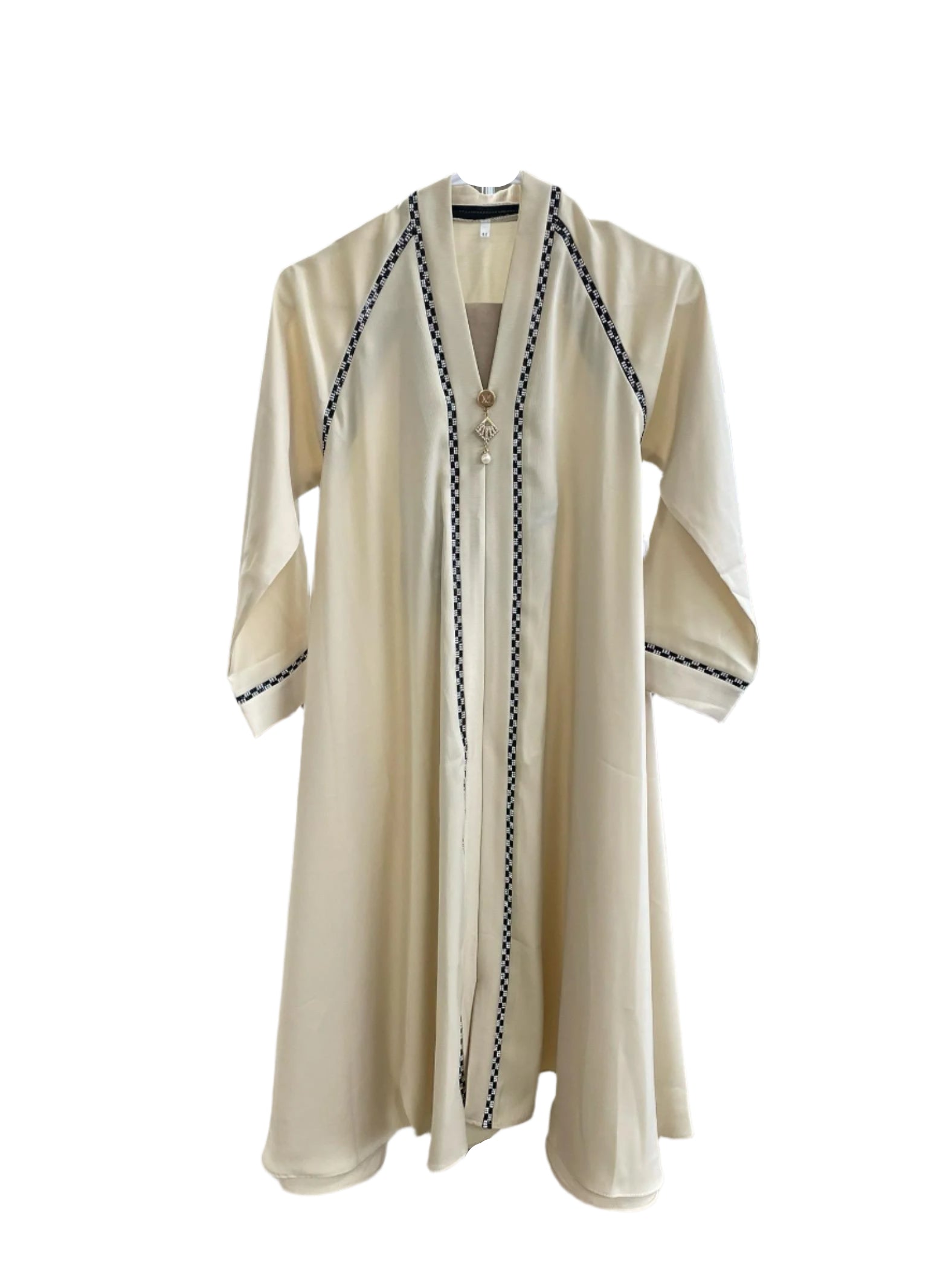 Girls Elegant Ivory Beaded Abaya