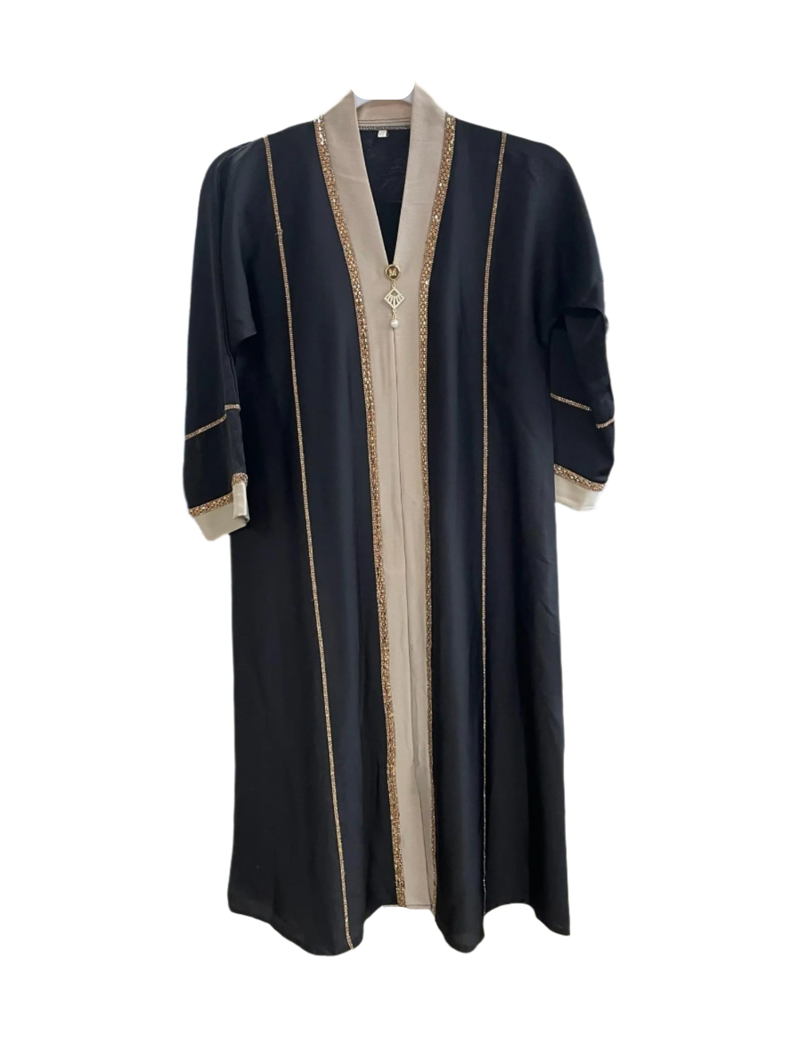 Elegant Girls Black/Beige Sequin Abaya