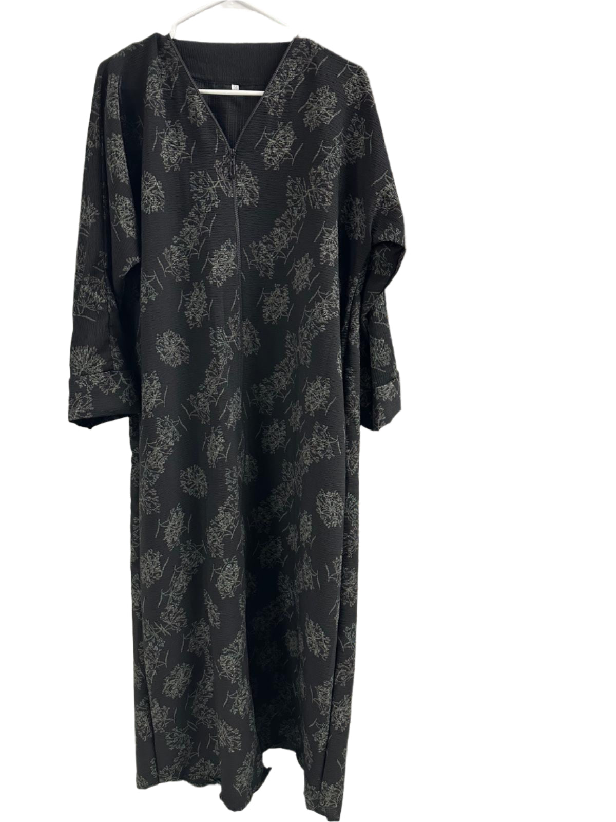 Black Abaya With Flower Print