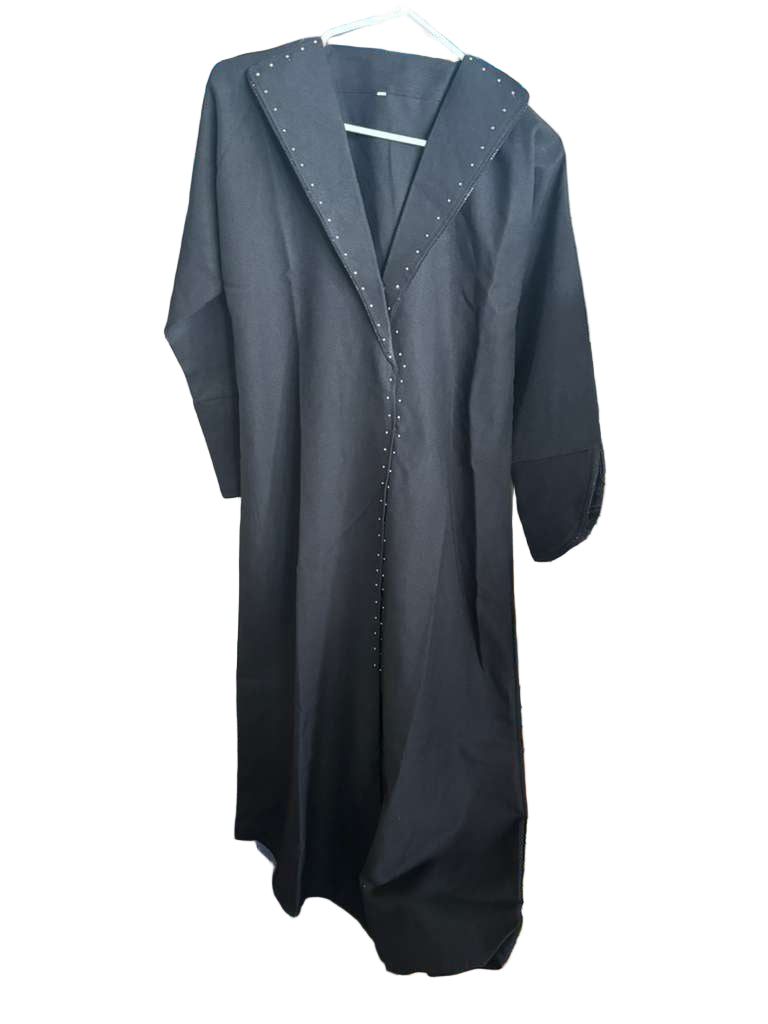 Bedazzled Collared Black Abaya