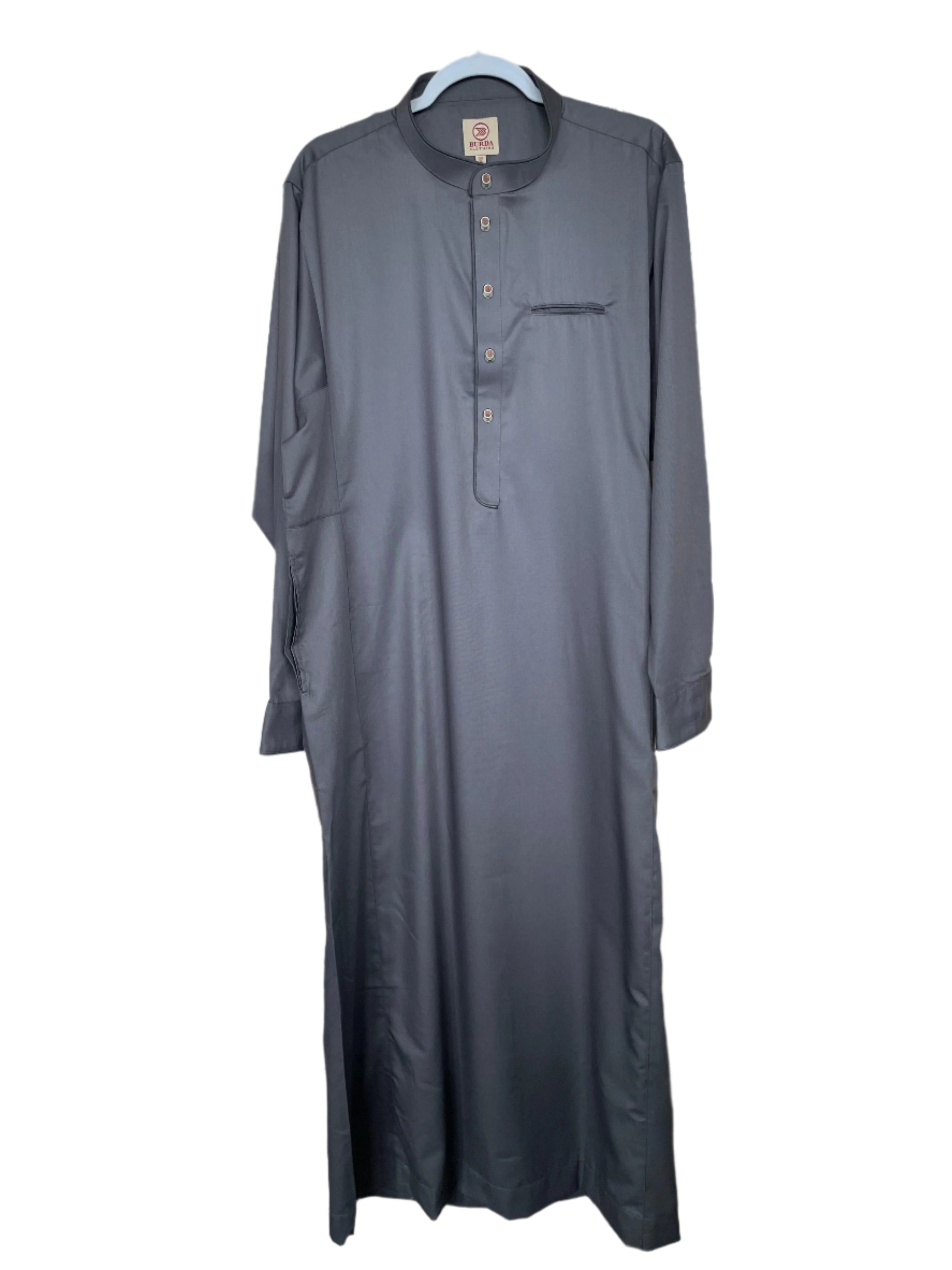 Premium Gray Thobe with Brown Buttons