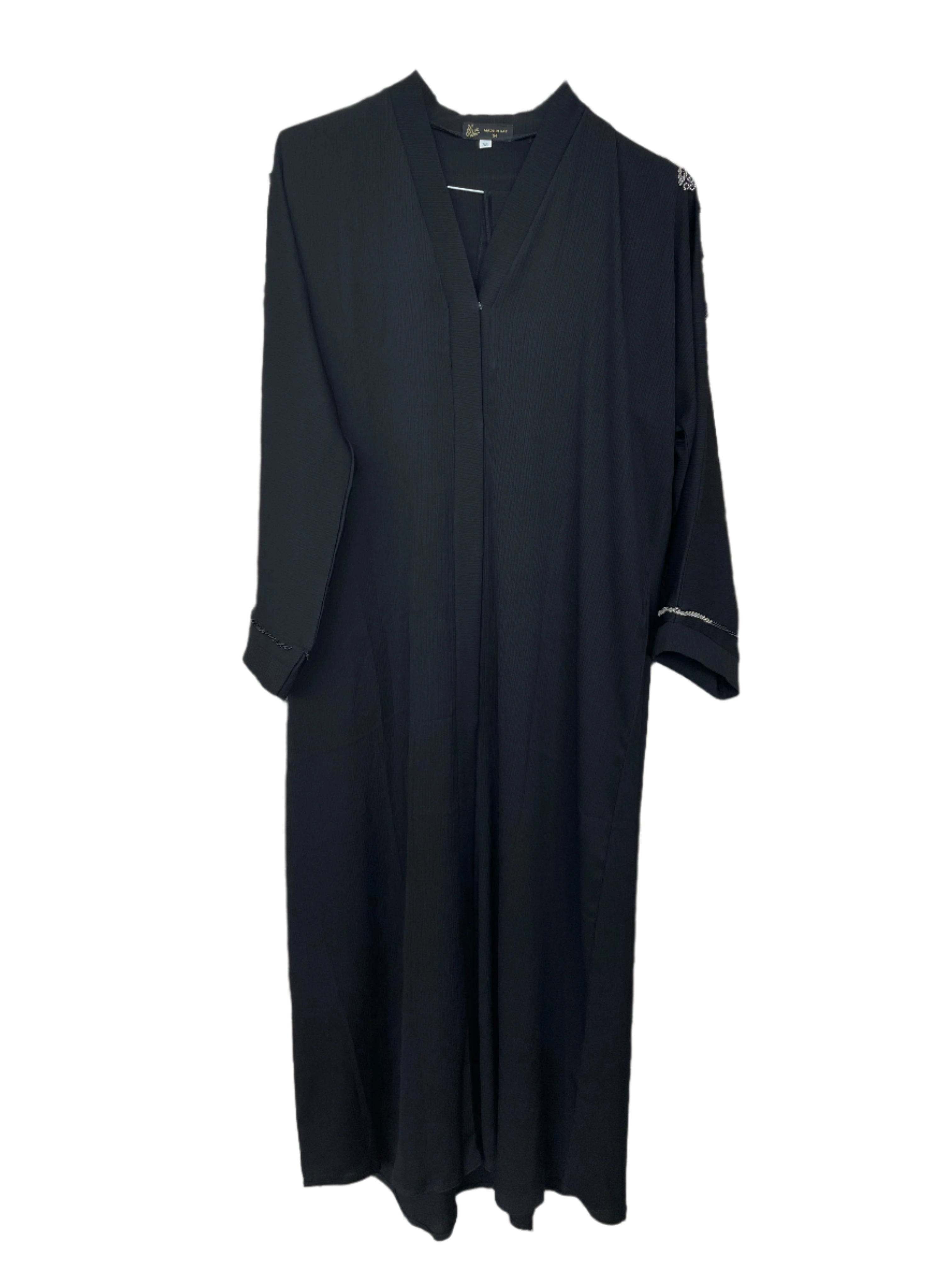 Black Abaya with floral beadwork