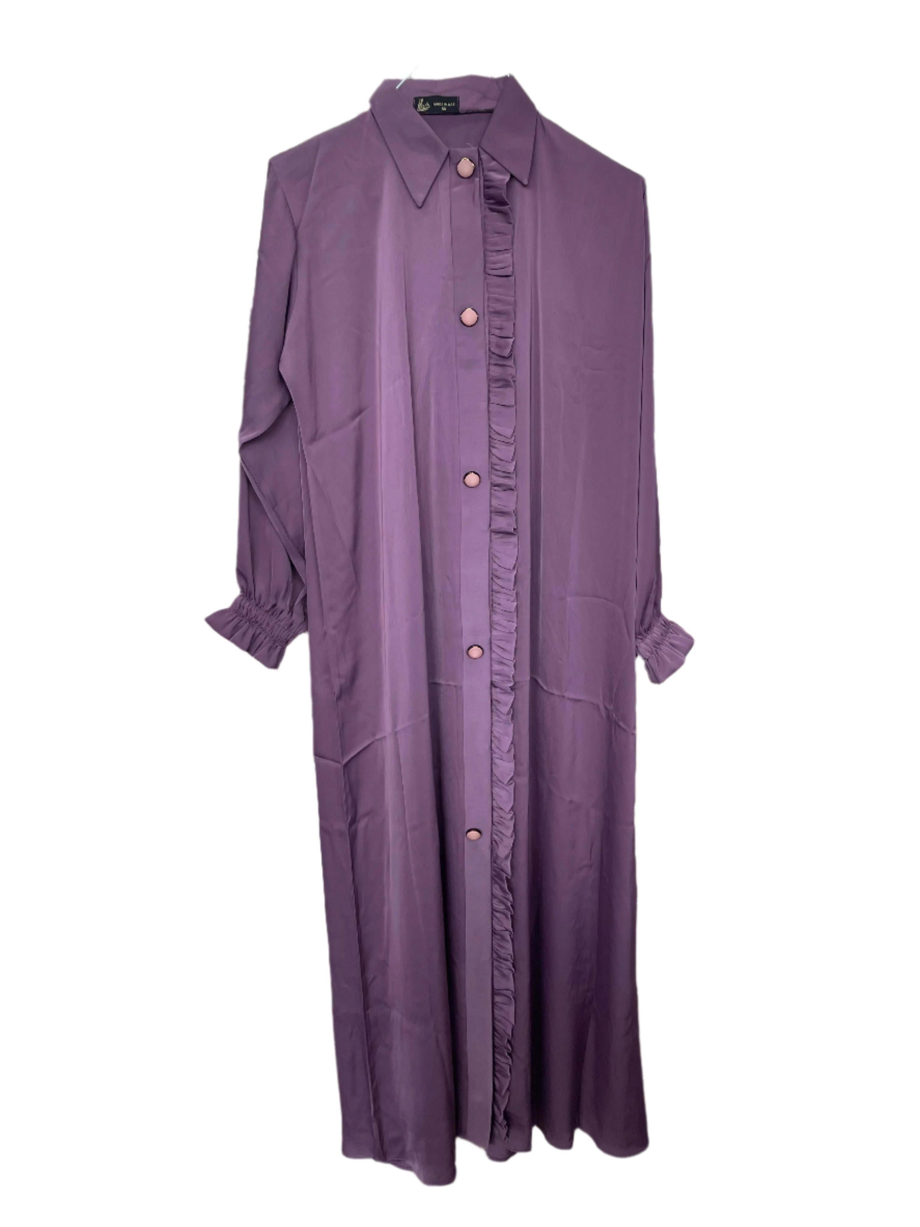 Front Ruffle Abaya with Buttons