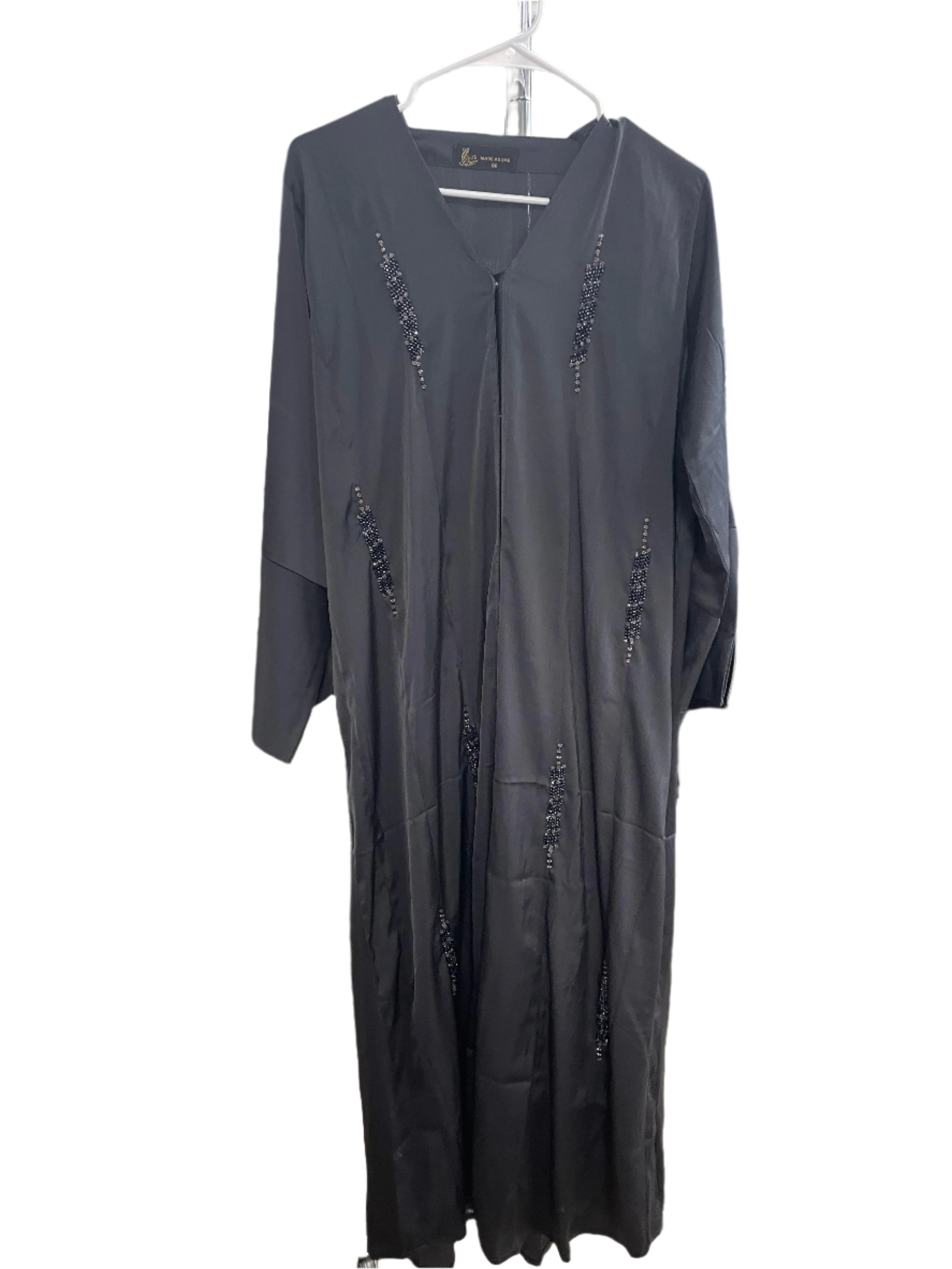 Silky Button Up Rhinestone Designs Abaya