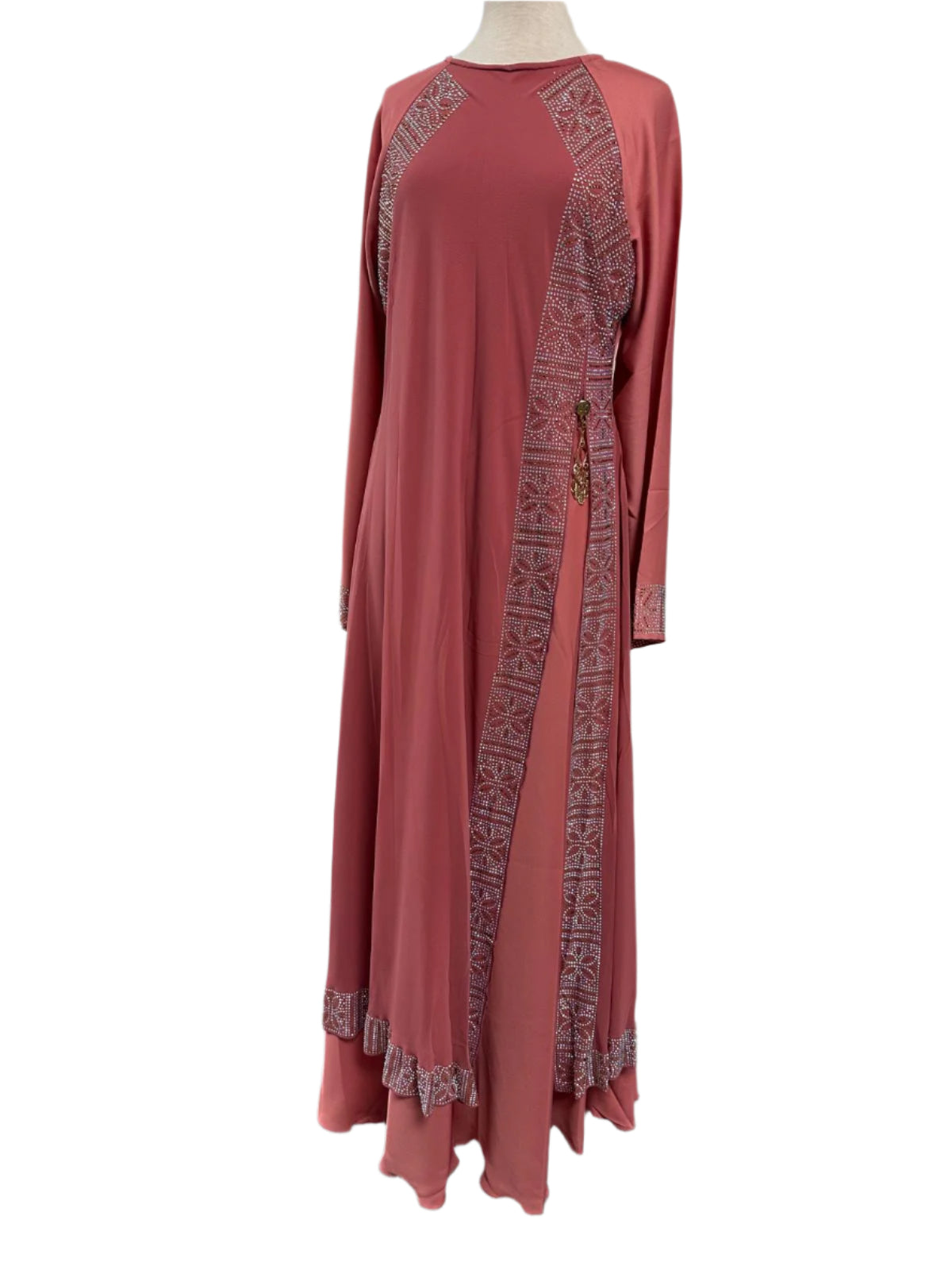 Pink Abaya With Stonnework