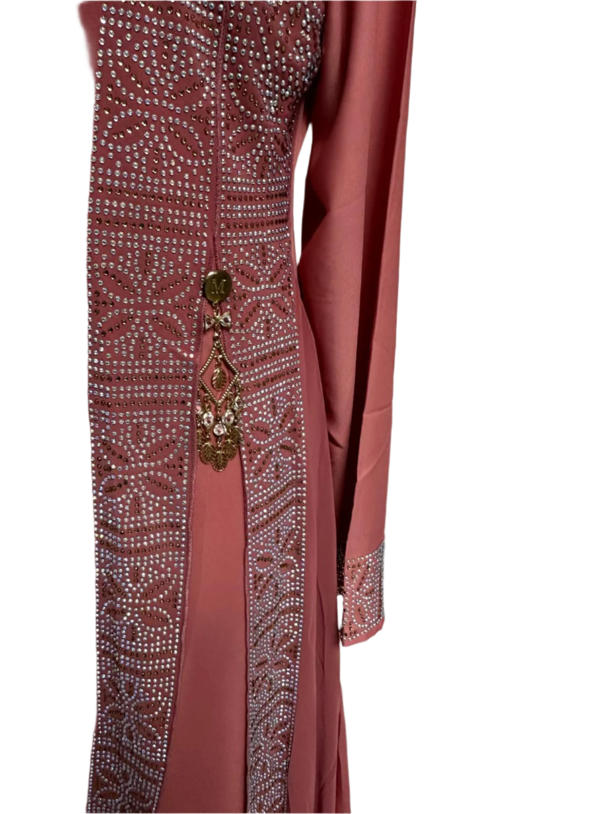 Pink Abaya With Stonnework