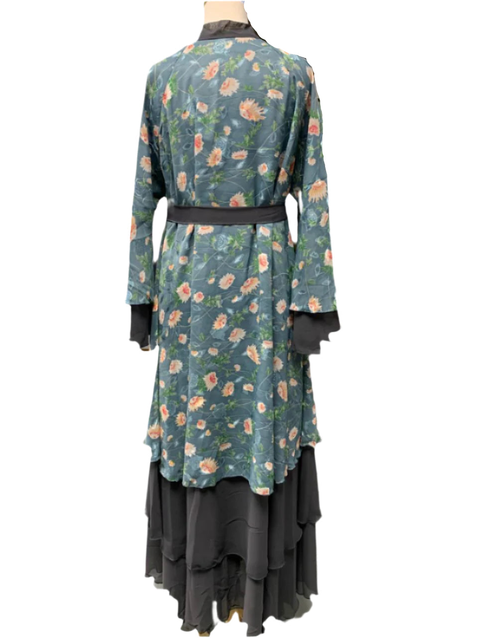 Double Color, Flower Print Abaya