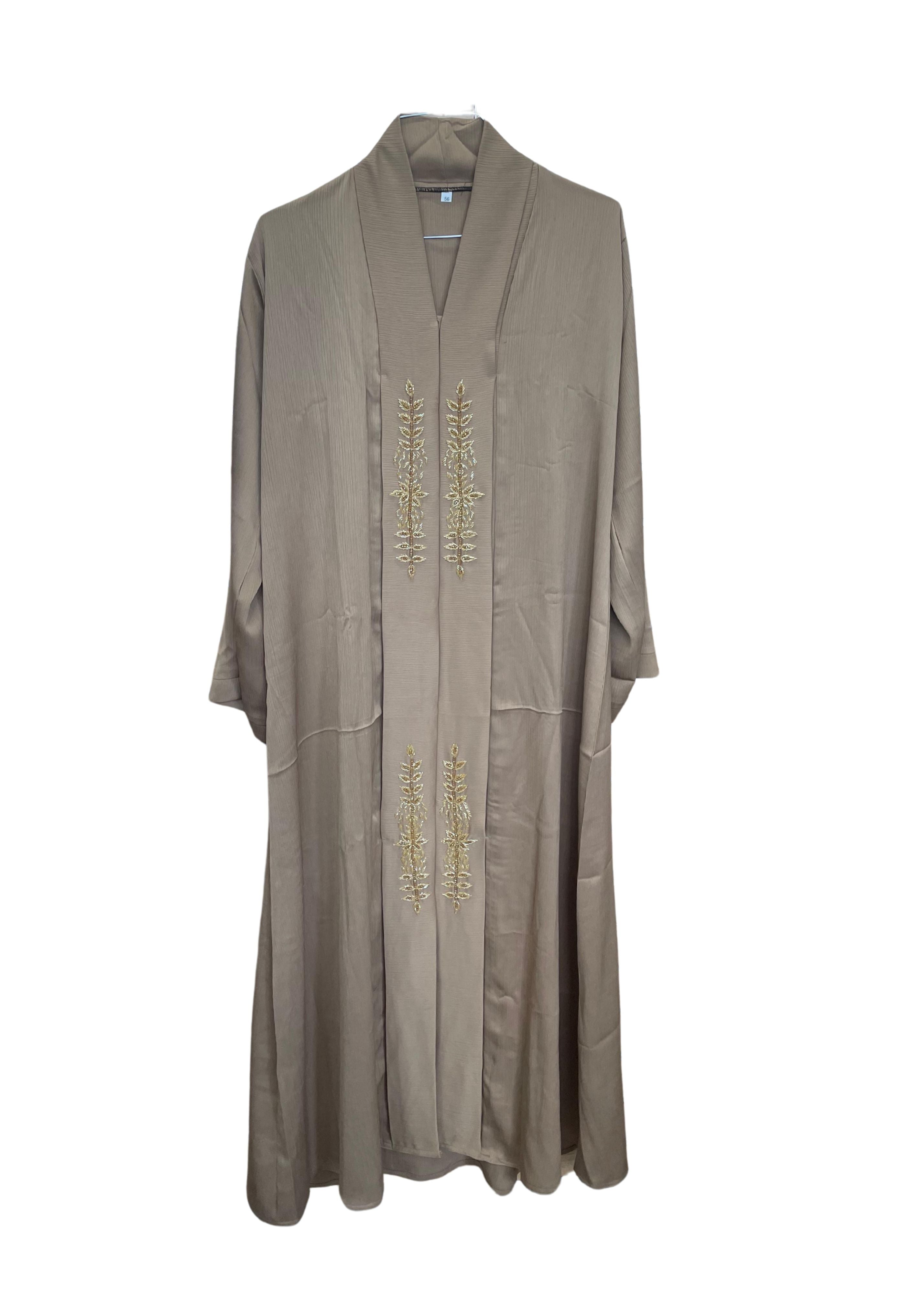 Front Floral Sequined Button-Up Abaya