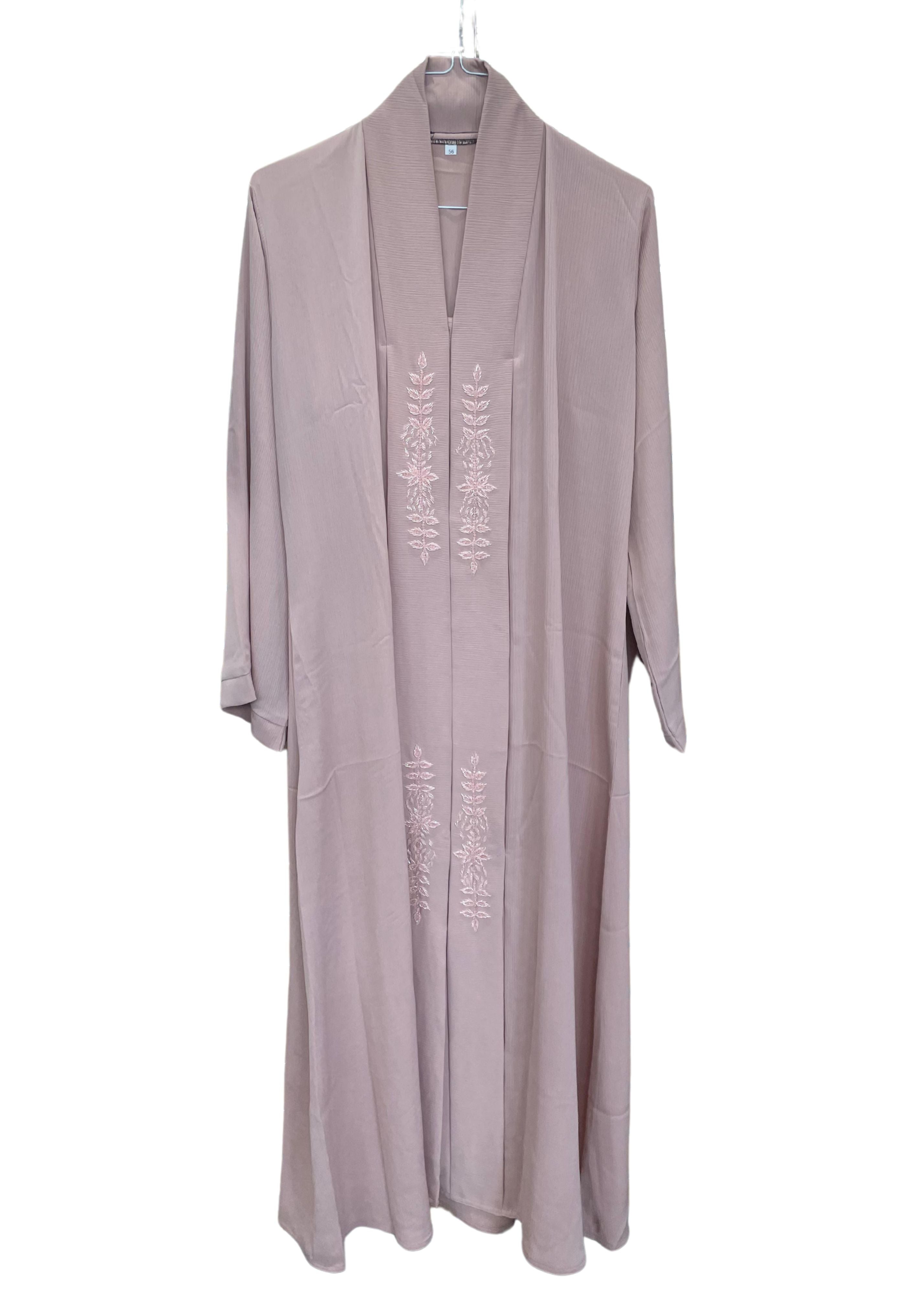 Front Floral Sequined Button-Up Abaya